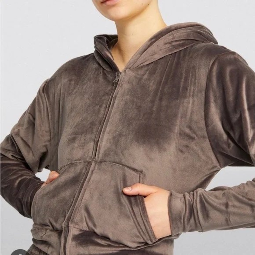 SKIMS Velour‎ Zip Up Hoodie Jacket Y2K Track Suit Sz L Lightweight Soft